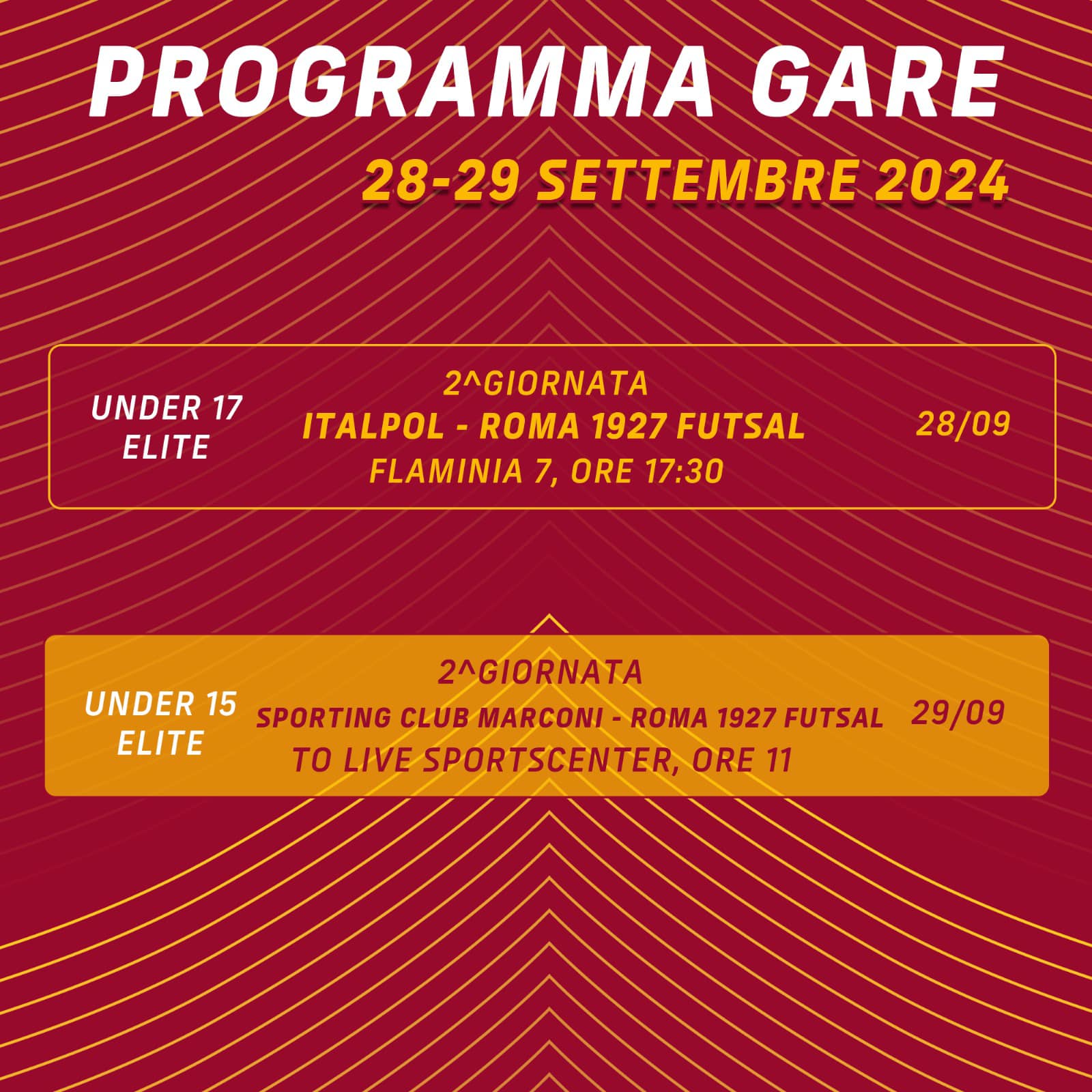 Programma gare 28/29 settembre '24