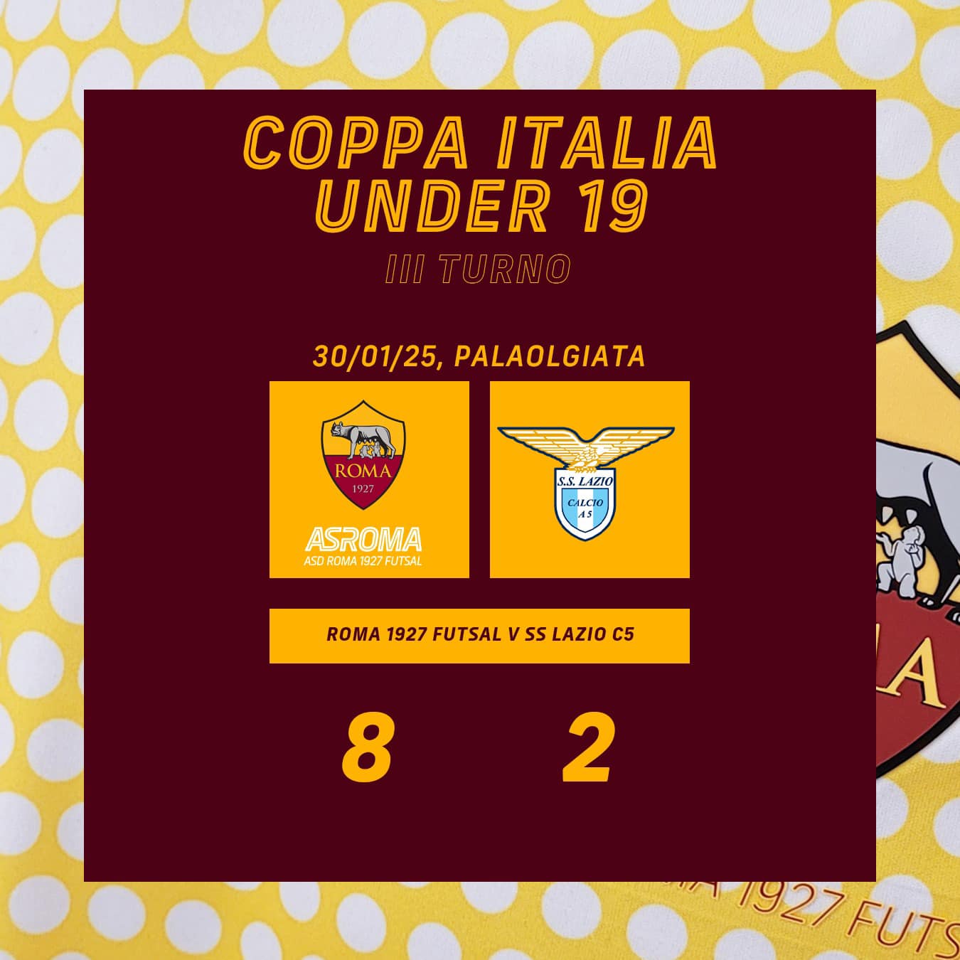 Coppa Italia U19 | Roma 1927 Futsal - SS Lazio C5, 8-2