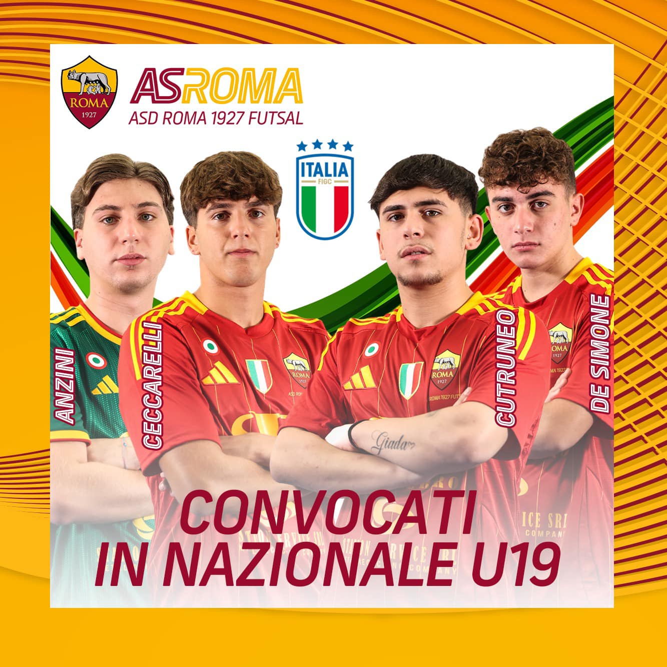 Nazionale Under 19 | Convocati Anzini, Ceccarelli, Cutruneo e De Simone