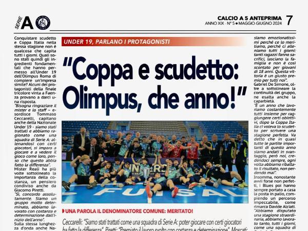 Le pagine del numero di maggio-giugno di Calcio a 5 Anteprima dedicate alla Roma 1927 Futsal