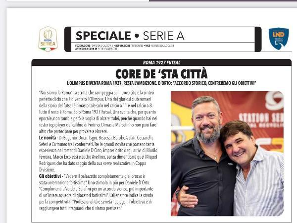 Le pagine dedicate alla Roma 1927 Futsal su Calcio a 5 LiveÂ Magazine