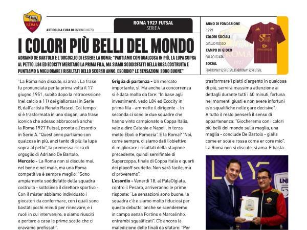 Le pagine dedicate alla Roma 1927 Futsal su Calcio a 5 Live Magazine