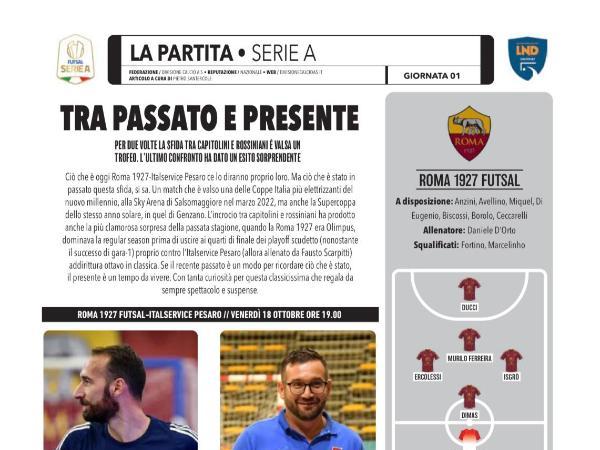 Le pagine dedicate alla Roma 1927 Futsal su Calcio a 5 Live Magazine