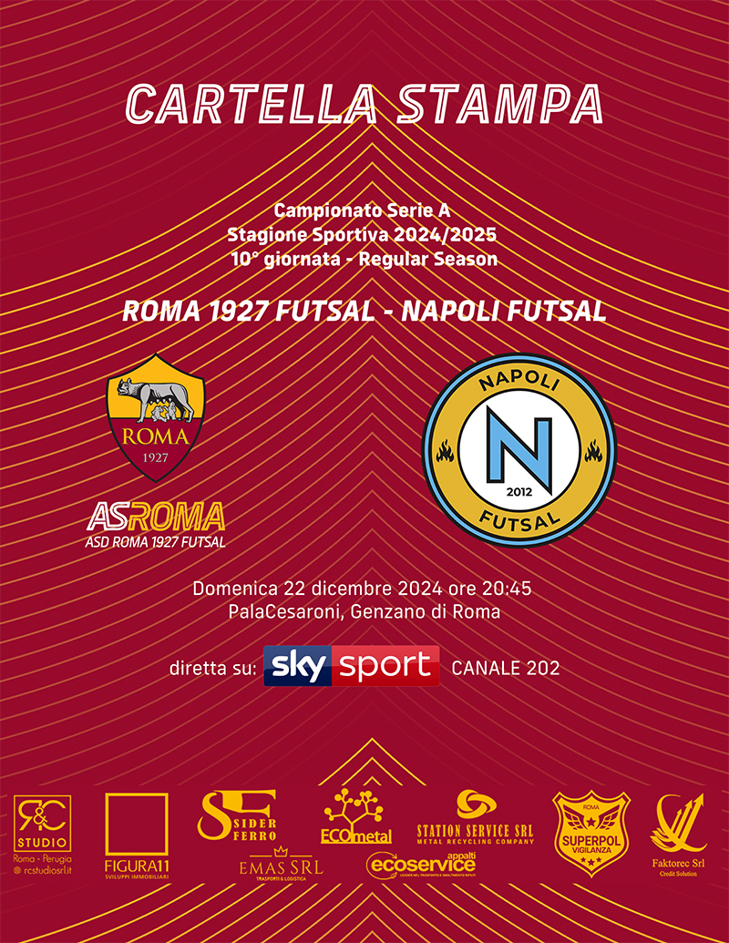 Roma 1927 Futsal - Napoli Futsal | La cartella stampa 