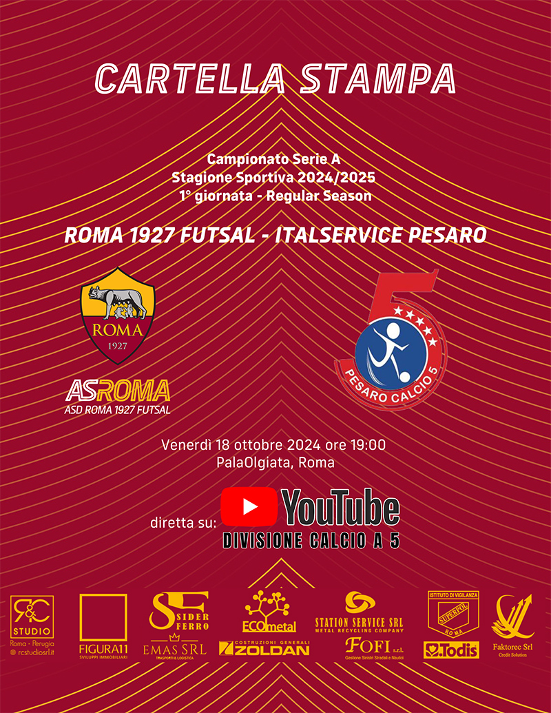 Roma 1927 Futsal - Italservice Pesaro | La cartella stampa 