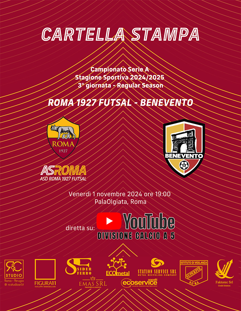 Roma 1927 Futsal -Benevento | La cartella stampa 