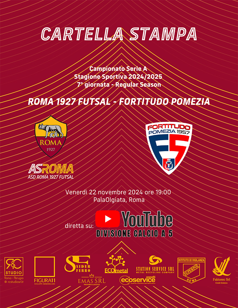 Roma 1927 Futsal - Fortitudo Pomezia | La cartella stampa 