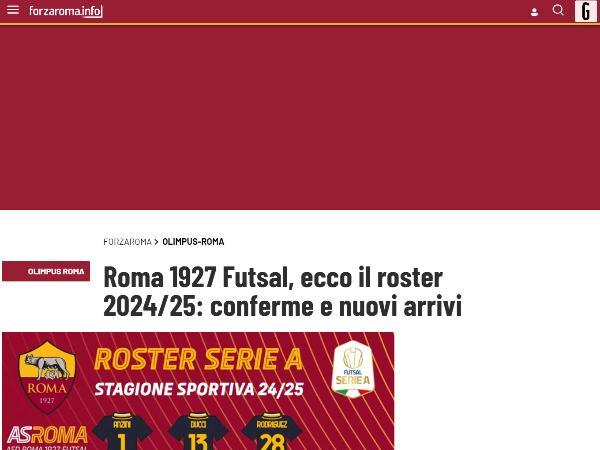 L'articolo su Forzaroma.info dedicato alla Roma 1927 Futsal