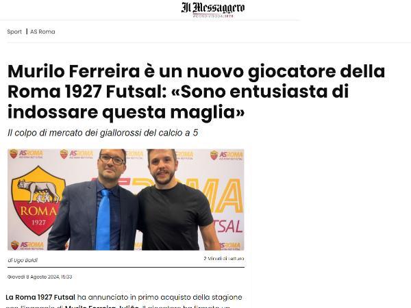 L'articolo su Il Messaggero dedicato alla Roma 1927 Futsal